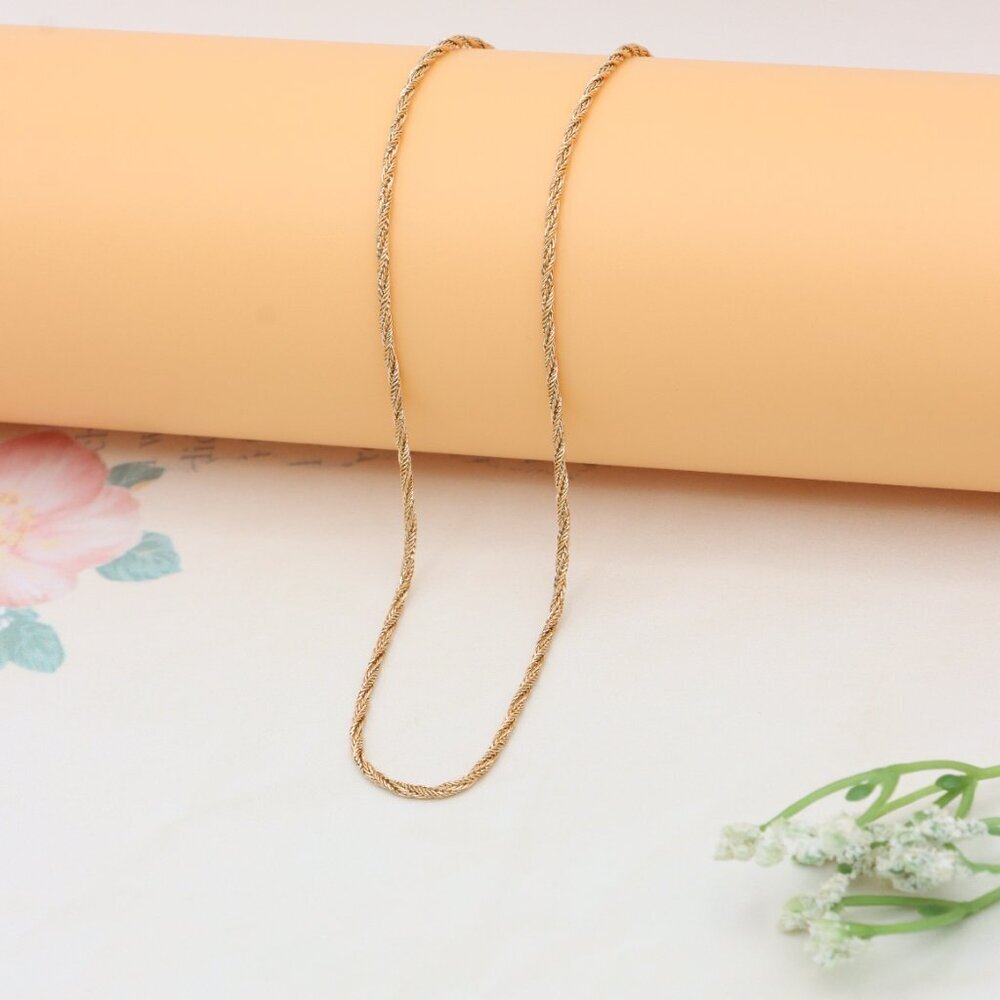 Elegant Twisted Rose Gold Necklace Gold Plated Brass, XPNL0340
